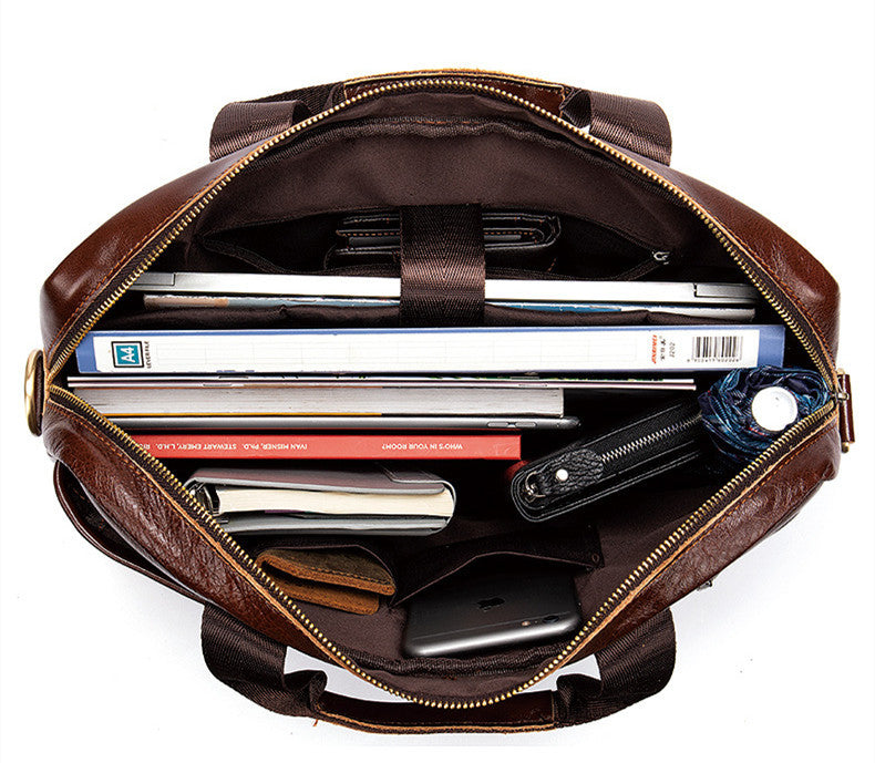 Men's Leather Vintage Casual Briefcase Handbag