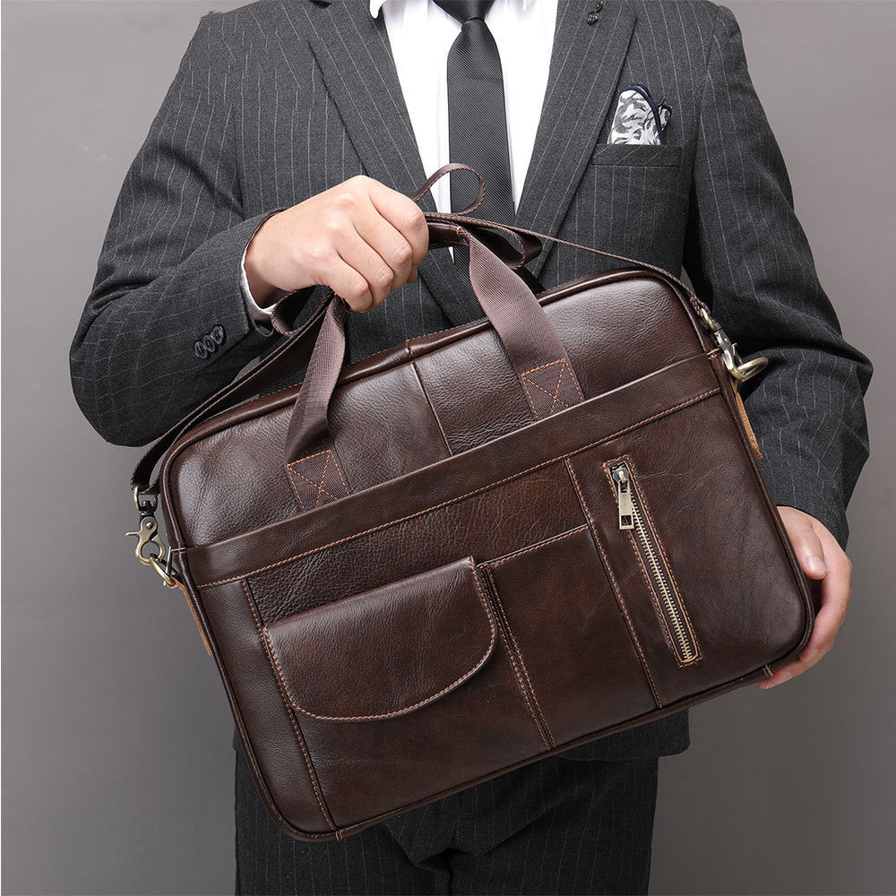 Men's Leather Vintage Casual Briefcase Handbag